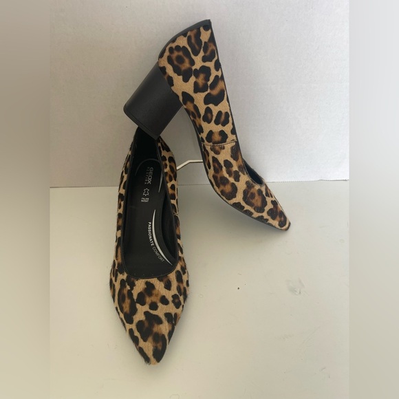 Geox Respira Shoes - Geox Respirator Italian Leopard Print Pumps Shoes Pointed Toe Chunky Heels